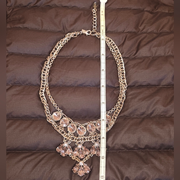 Vintage Victorian gem necklace bib crystal silver chain statement piece - Picture 9 of 10